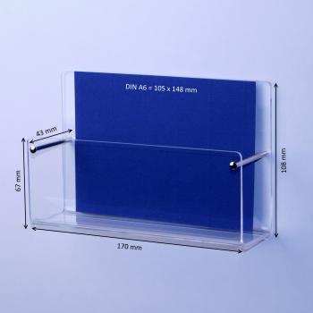 Wand-Prospekthalter DIN A6 Querformat  Fülltiefe 43mm